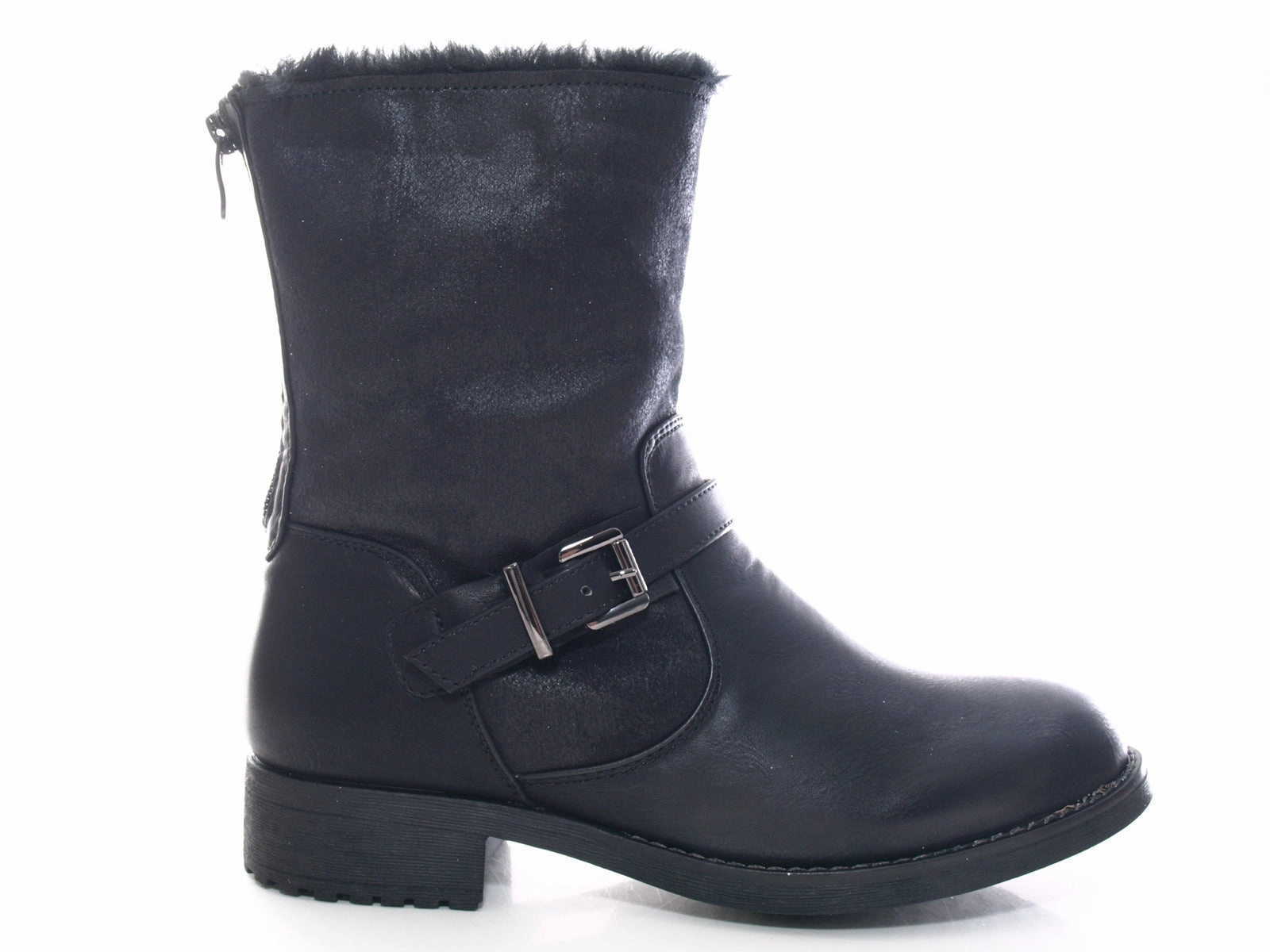 Damen Stiefeletten Boots Outdoor Winterboots warm gefttert Black # 3157 70er Jahre Stiefeletten