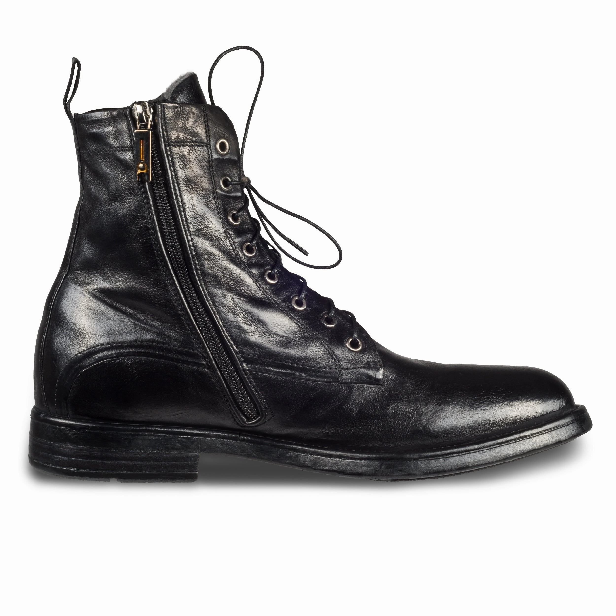 LEMARGO Winterstiefelette Herren mit Lammfell & Reiverschlu schwarz - Kalbsleder stonewashed, durchgenht Jenny Schuhe Stiefeletten