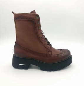 The Schuh Effekt Boots Braun Brogues Stiefeletten Damen