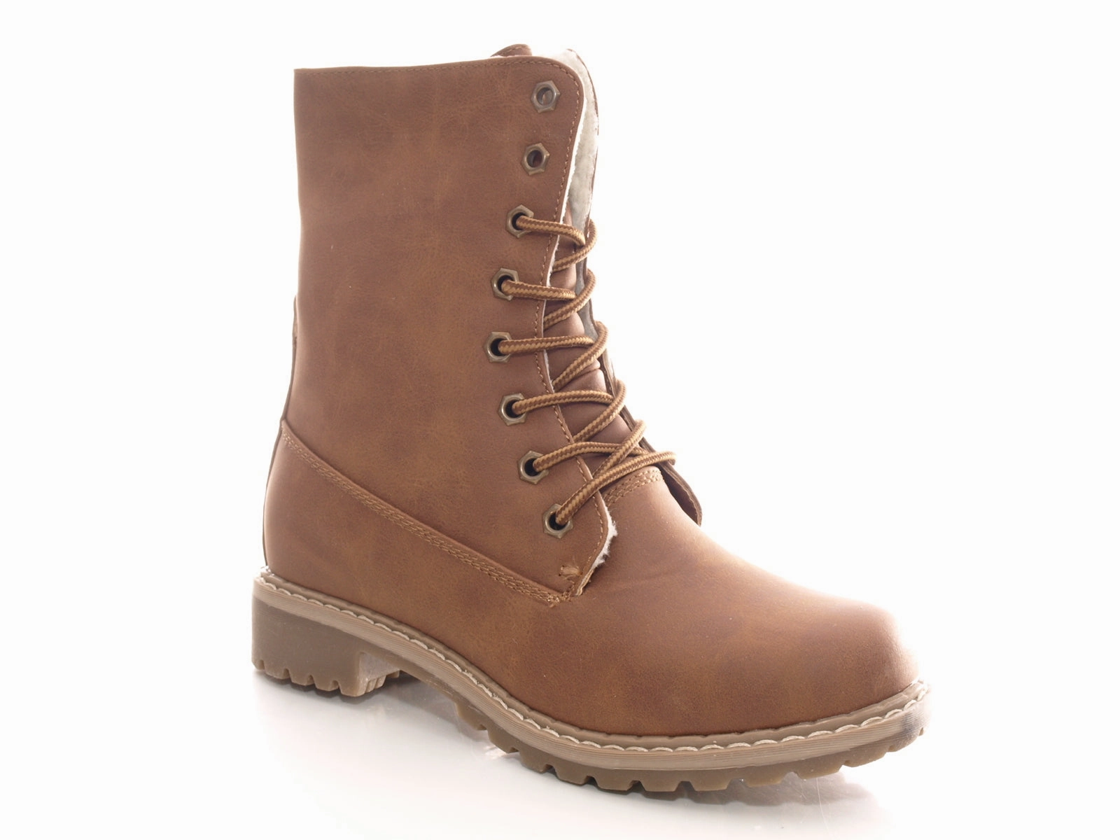 Schnürboots Stiefeletten Damen Stiefeletten Schnrr Boots Outdoor Winterboots warm gefttert Brown # 618