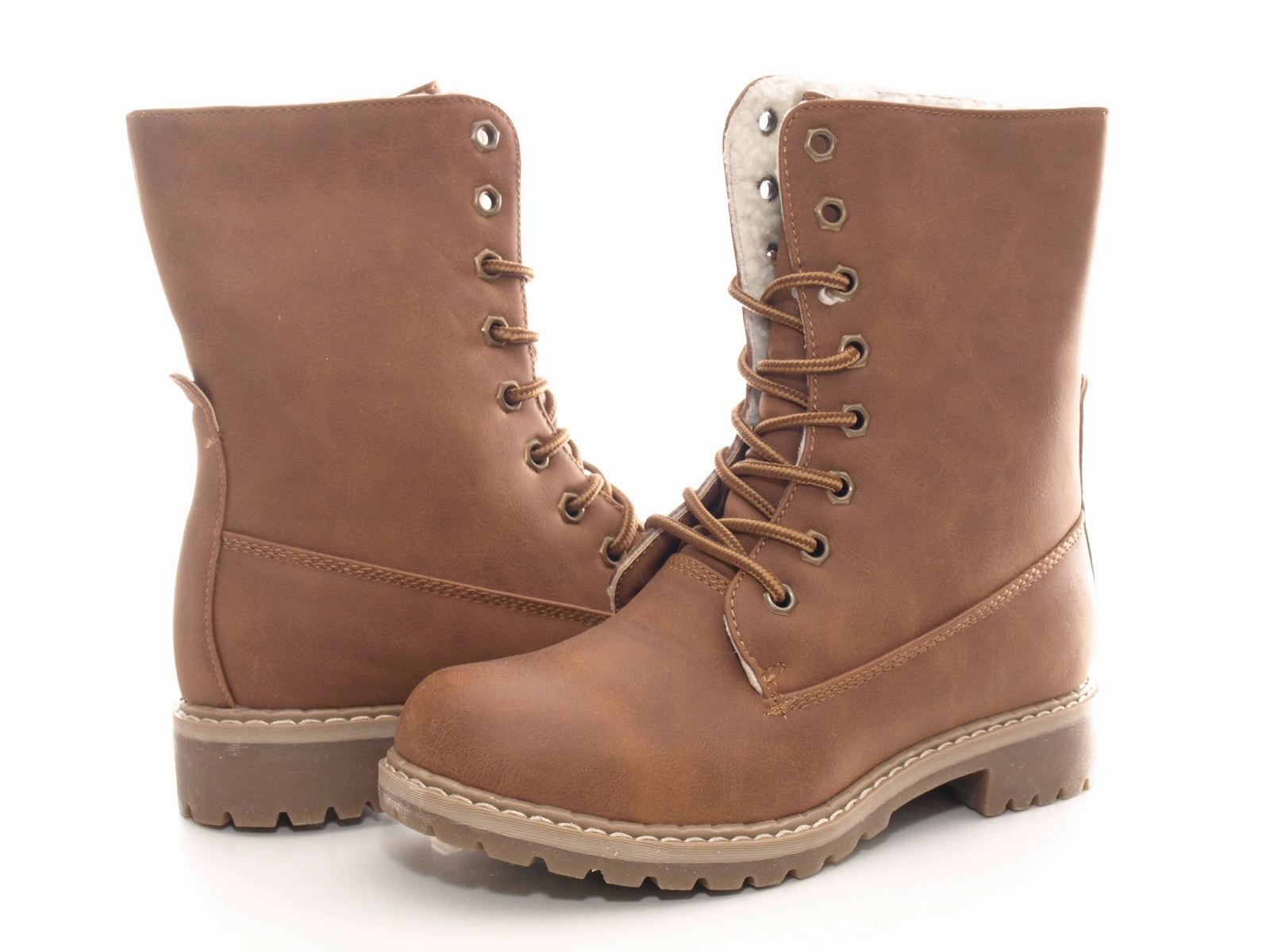 Kurz Stiefeletten Damen Stiefeletten Schnrr Boots Outdoor Winterboots warm gefttert Brown # 618
