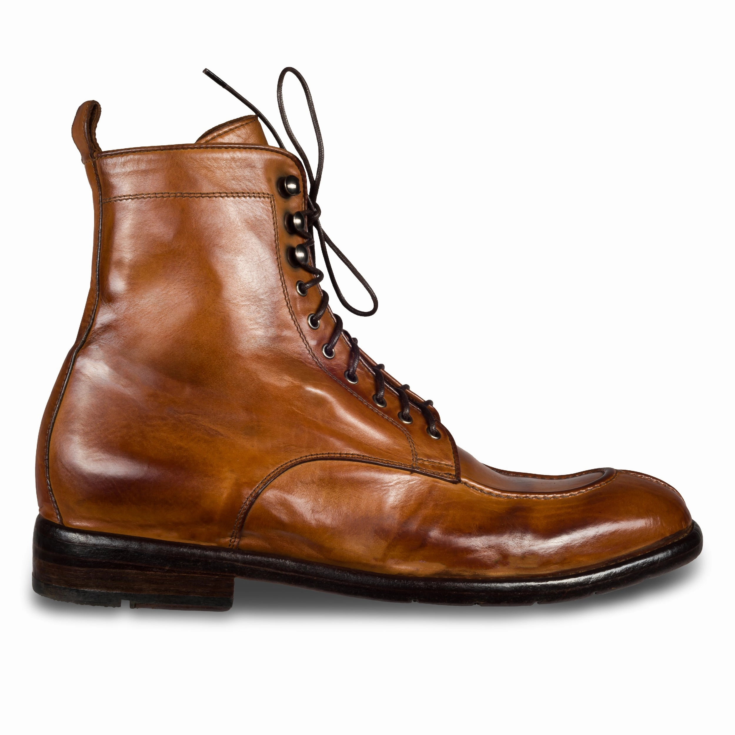 Zalando Stiefeletten Mit Absatz LEMARGO Schnrstiefelette Herren mit Reiverschlu, cognac braun - Kalbsleder stone-washed, handgefertigt