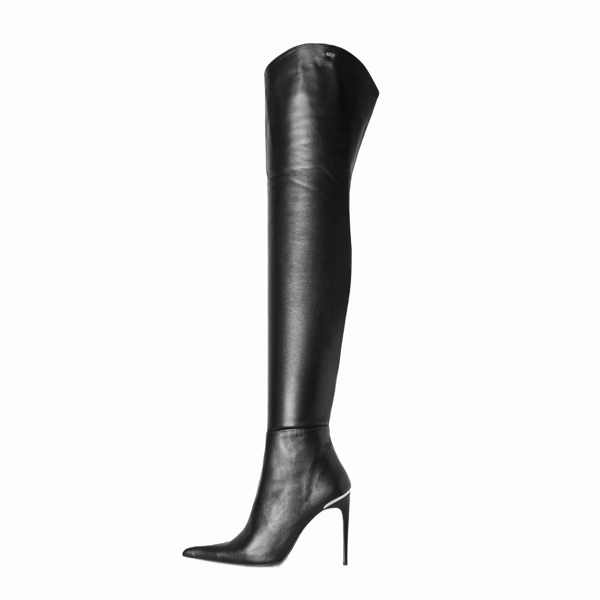 Stiefel Schwarz Stiletto Overknees extra spitz (Modell 560) Leder schwarz