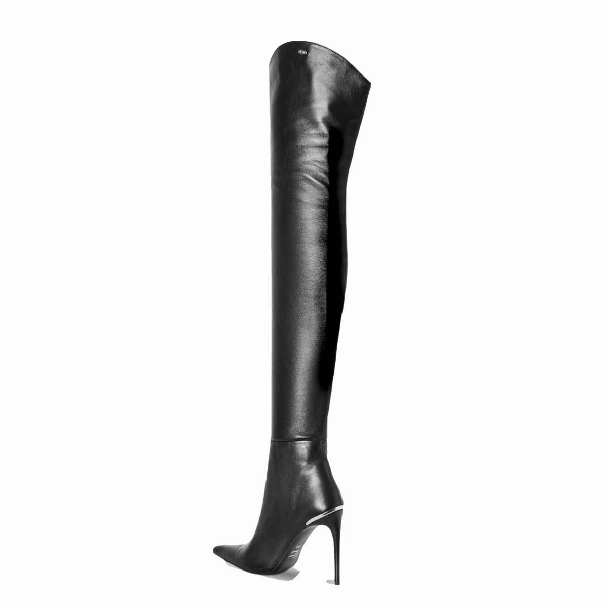 Overknee Stiefel Rock Stiletto Overknees extra spitz (Modell 560) Leder schwarz