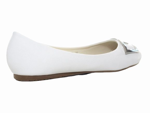 Damen Slipper Halbschuhe Ballerina Loafer Mokassins Slip On Flats Freizeit White # 8206 Qualitative Lederschuhe