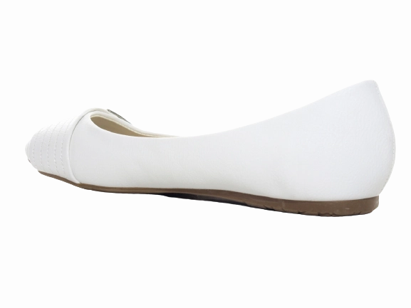Damen Slipper Halbschuhe Ballerina Loafer Mokassins Slip On Flats Freizeit White # 8206 Lederschuhe Ferse Weiten