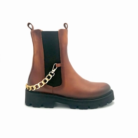 Emporio Armani Stiefeletten The Schuh Effekt Boots Stiefeletten Goldkette Chunky Cognac