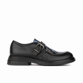 Strapp - Black & Blue Snake - Womens leather loafer with buckle Skinhead Loafers