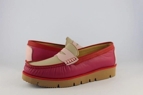 'Rosa' Barbie Pink & Red Loafer on a Wedge Edward Green Tassel Loafers