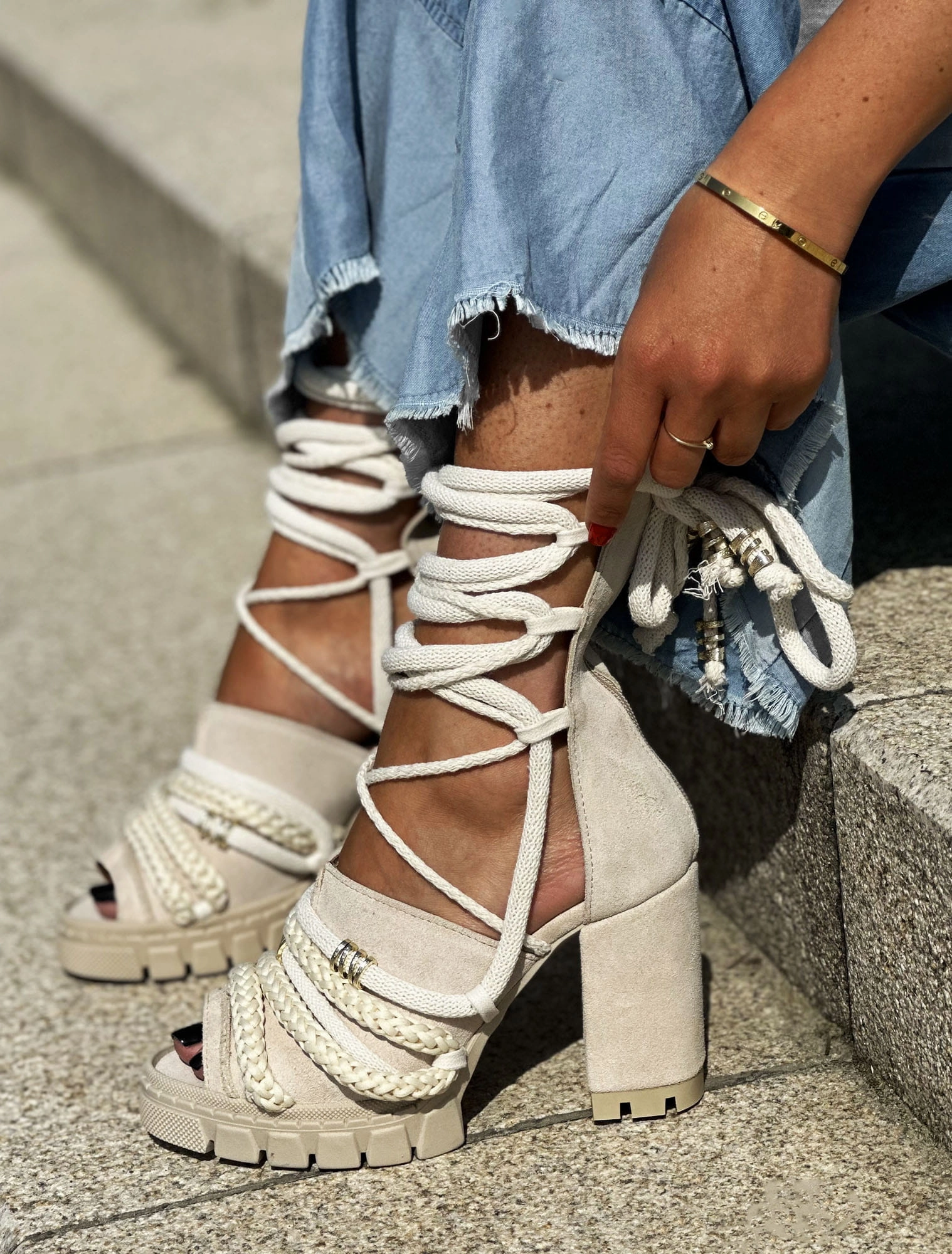 Modne sanday z naturalnej skry  rcznie robione Sandalen Ohne Absatz