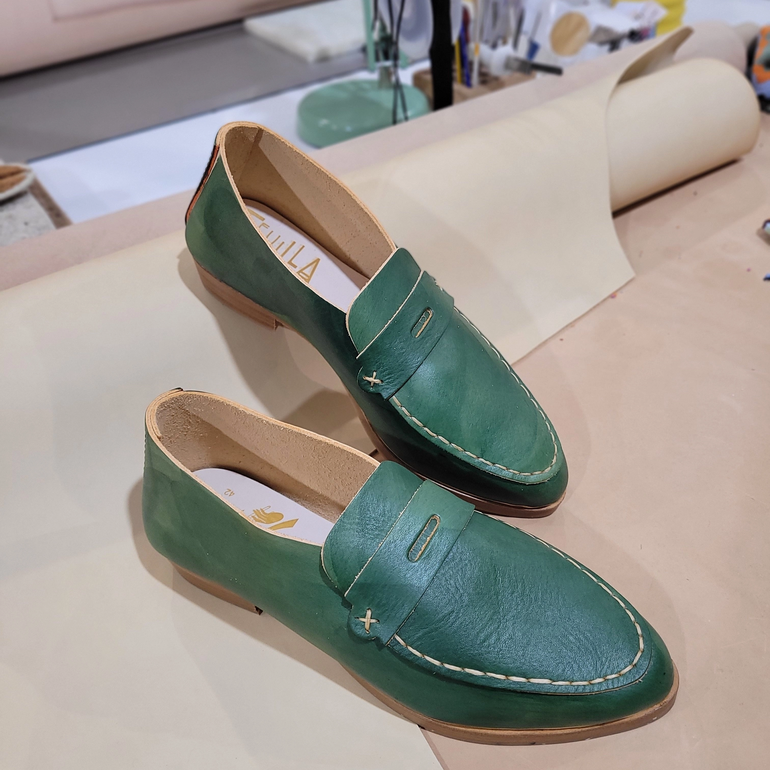 Loafers Navy THE PENNY. BB BUKO W BUKO LAKE AND MASK. UNDYED THREAD. 2CM