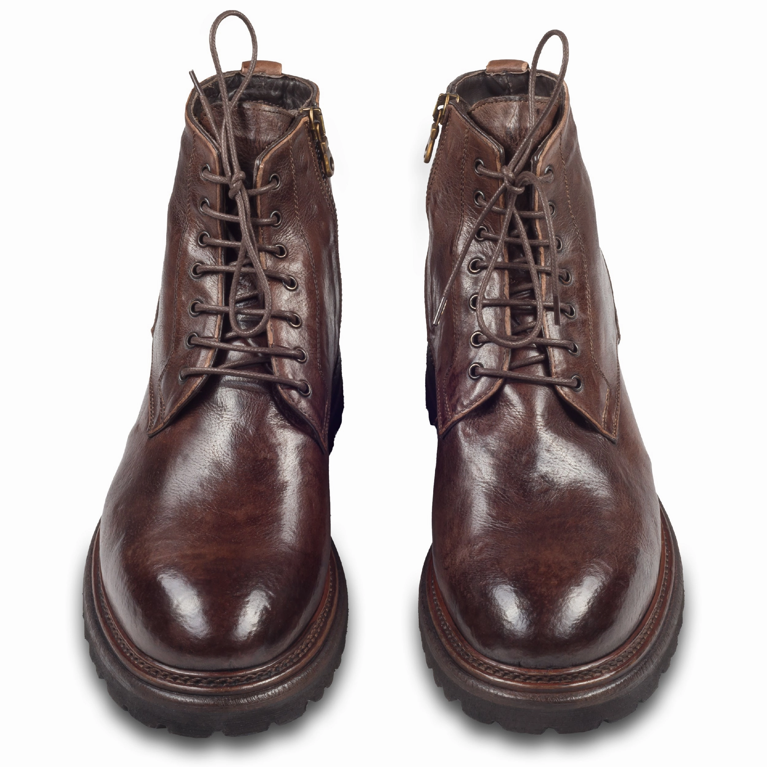 Stiefeletten Weite G BRECOS Winterstiefelette Herren mit Lammfell & Reiverschlu, dunkelbraun - Bffelleder handgefertigt | Gr. 41/42 SALE %