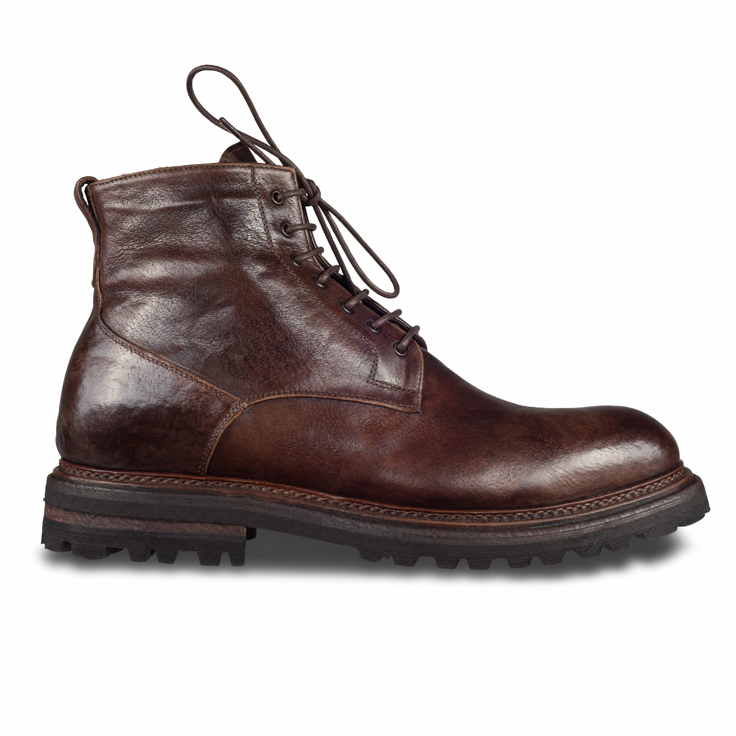 BRECOS Winterstiefelette Herren mit Lammfell & Reiverschlu, dunkelbraun - Bffelleder handgefertigt | Gr. 41/42 SALE % Stiefeletten Mit Absatz Und Plateau