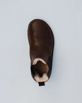 HELSINKI Leather Cocoa Brown Shearling Chelsea Boots Strumpf