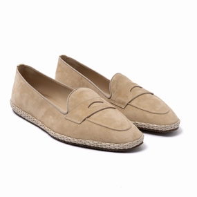 Loafers And Tights Baudoin & Lange x MJ: Banus-Loafer "Espadrille Luxe" aus Kalbsvelours - Handmade