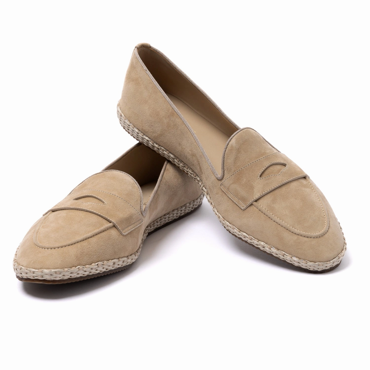 Baudoin & Lange x MJ: Banus-Loafer "Espadrille Luxe" aus Kalbsvelours - Handmade Track Sole Loafers