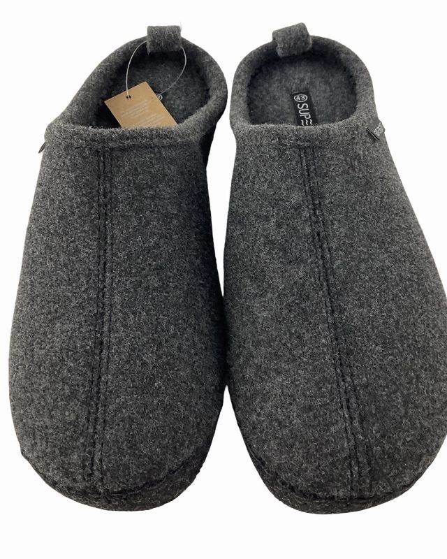 SUPERSOFT Herren Hausschuhe  Pantoffeln 511 184 DK.GREY Leder Pantoffeln Nähen