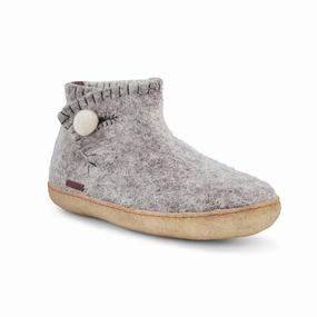 Vegane Pantoffeln The Daisy - Filz-Httenschuhe mit Gummisohle, grau