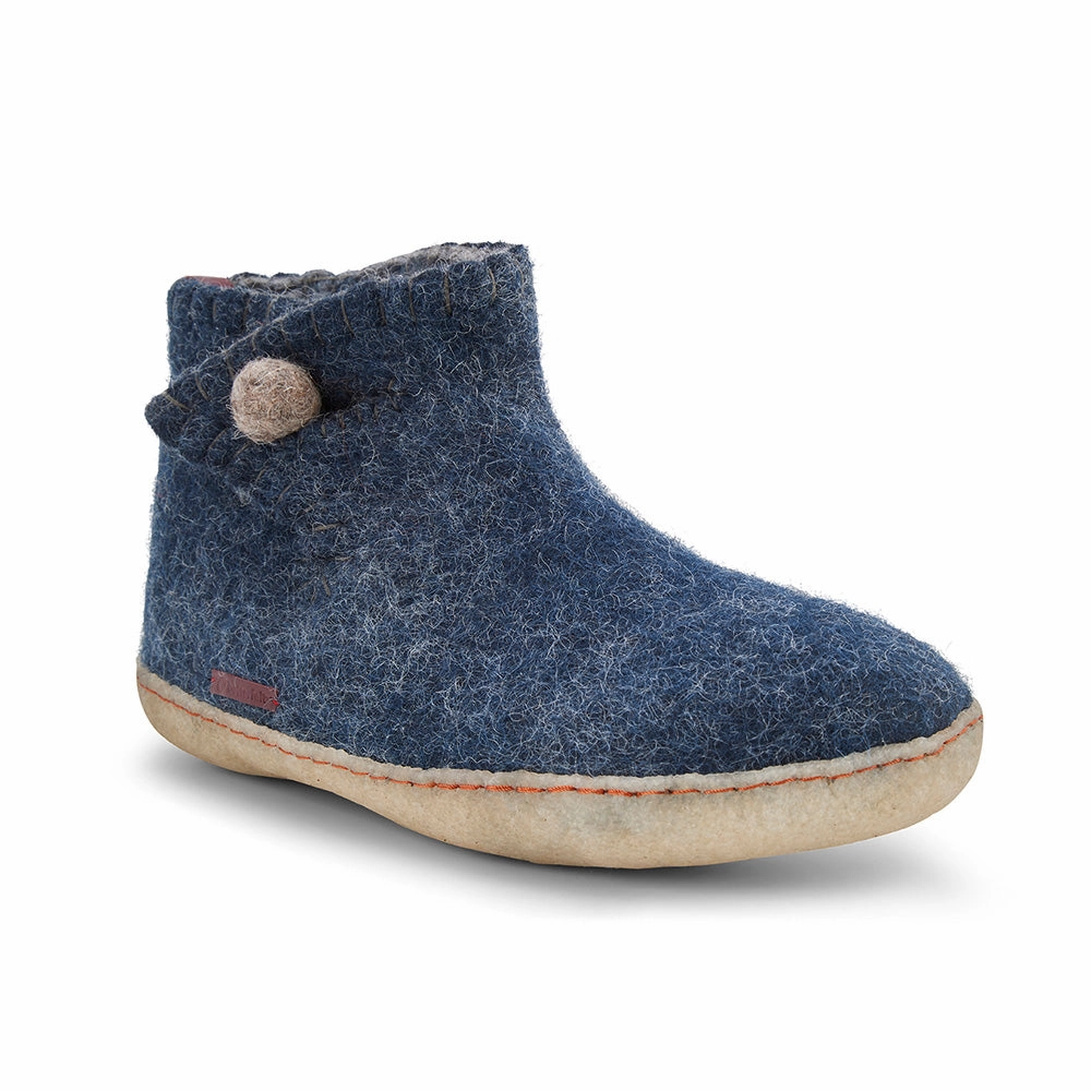 Pantoffeln Nassfilzen The Daisy - Filz-Httenschuhe mit Gummisohle, marineblau