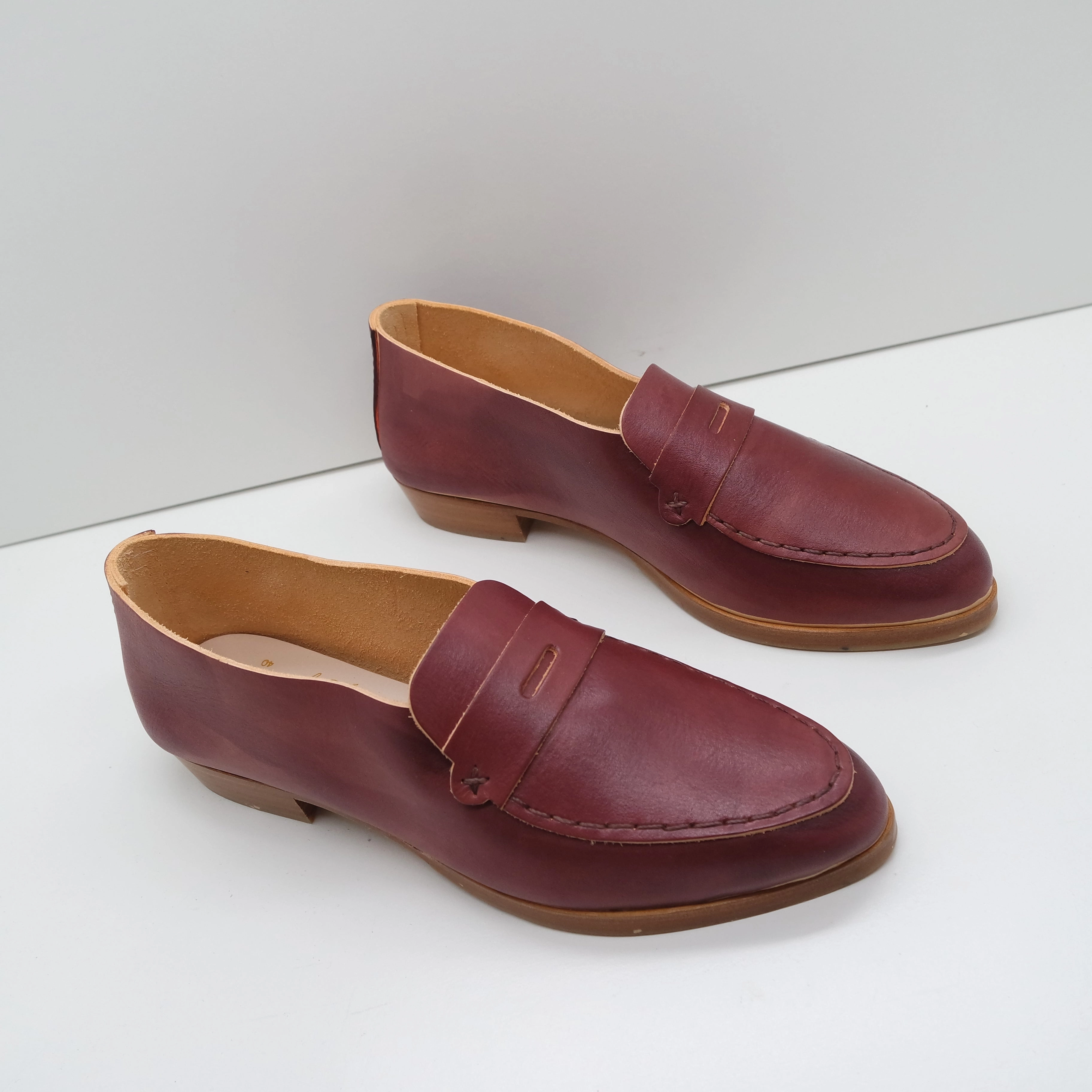 Balenciaga Romeo Loafers THE PENNY. BB ALL CLARET W BROWN THREAD. 2CM