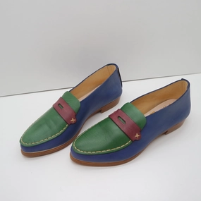 Loafers English THE PENNY. BB AZURE. BUKO GREEN LAKE. CLARET MASK. UNDYED THREAD. EDGE DYED. 2CM