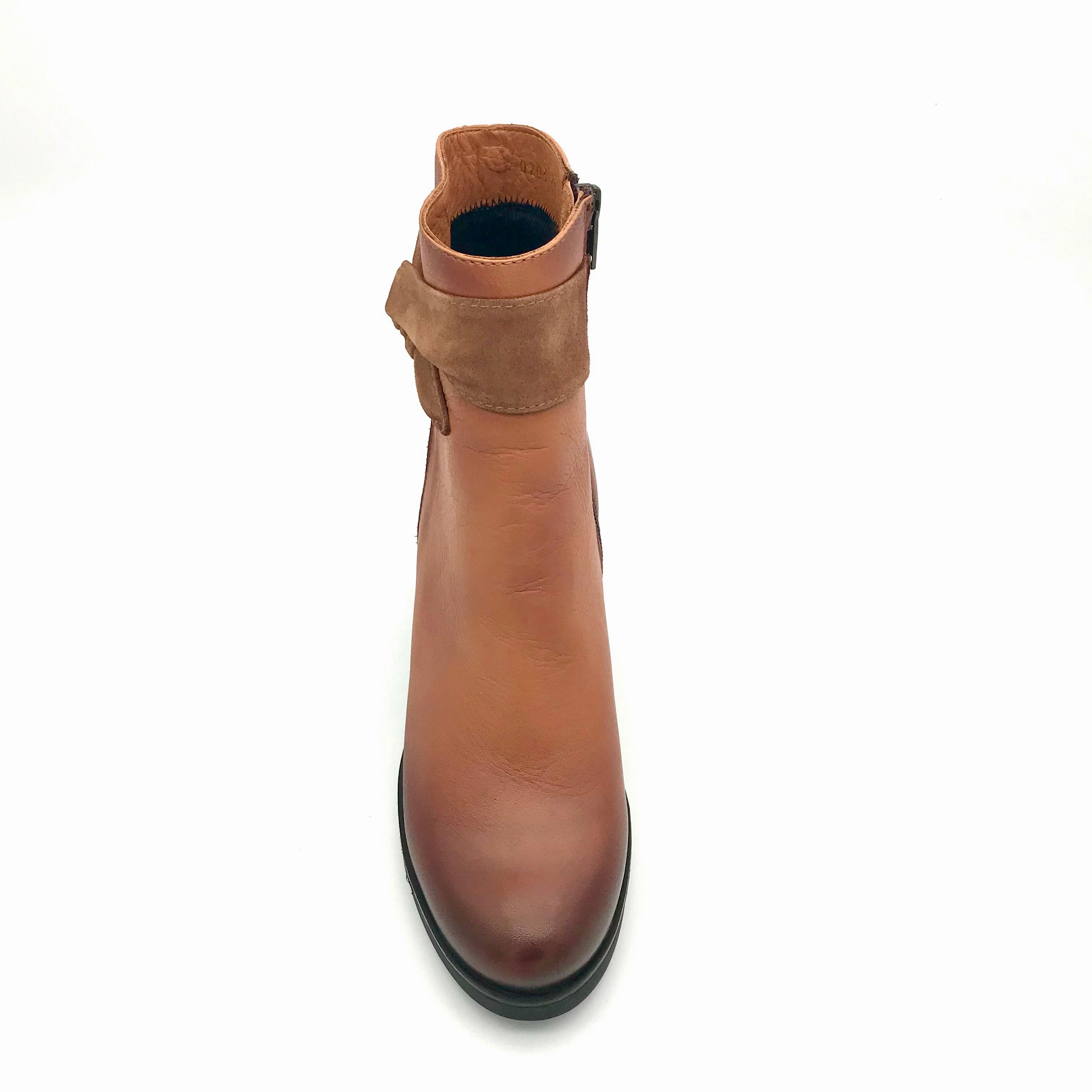 The Schuh Effekt Damen Stiefelette Cognac Leder Toral Stiefeletten