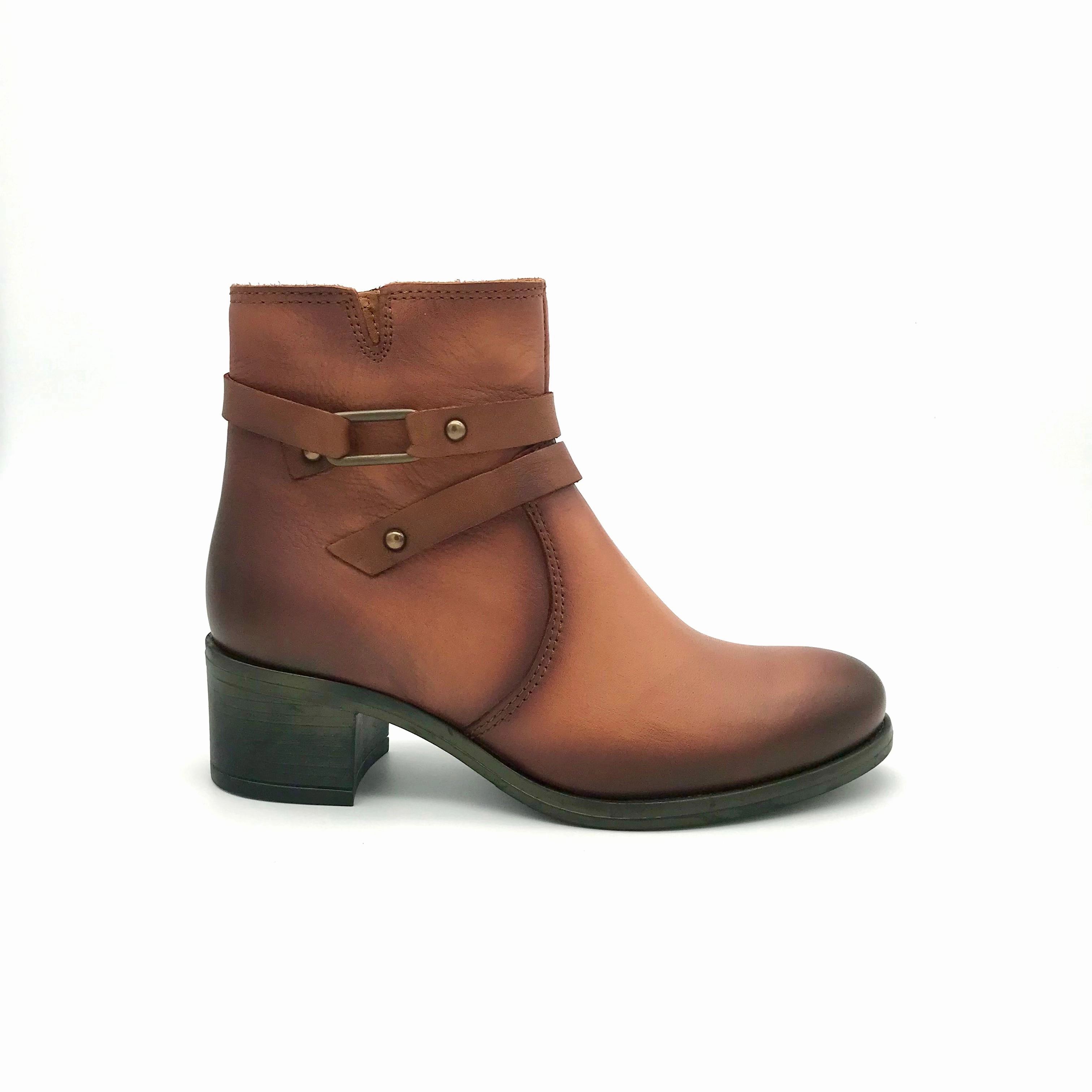 Hochfront Stiefeletten The Schuh Effekt Damen Stiefelette Cognac