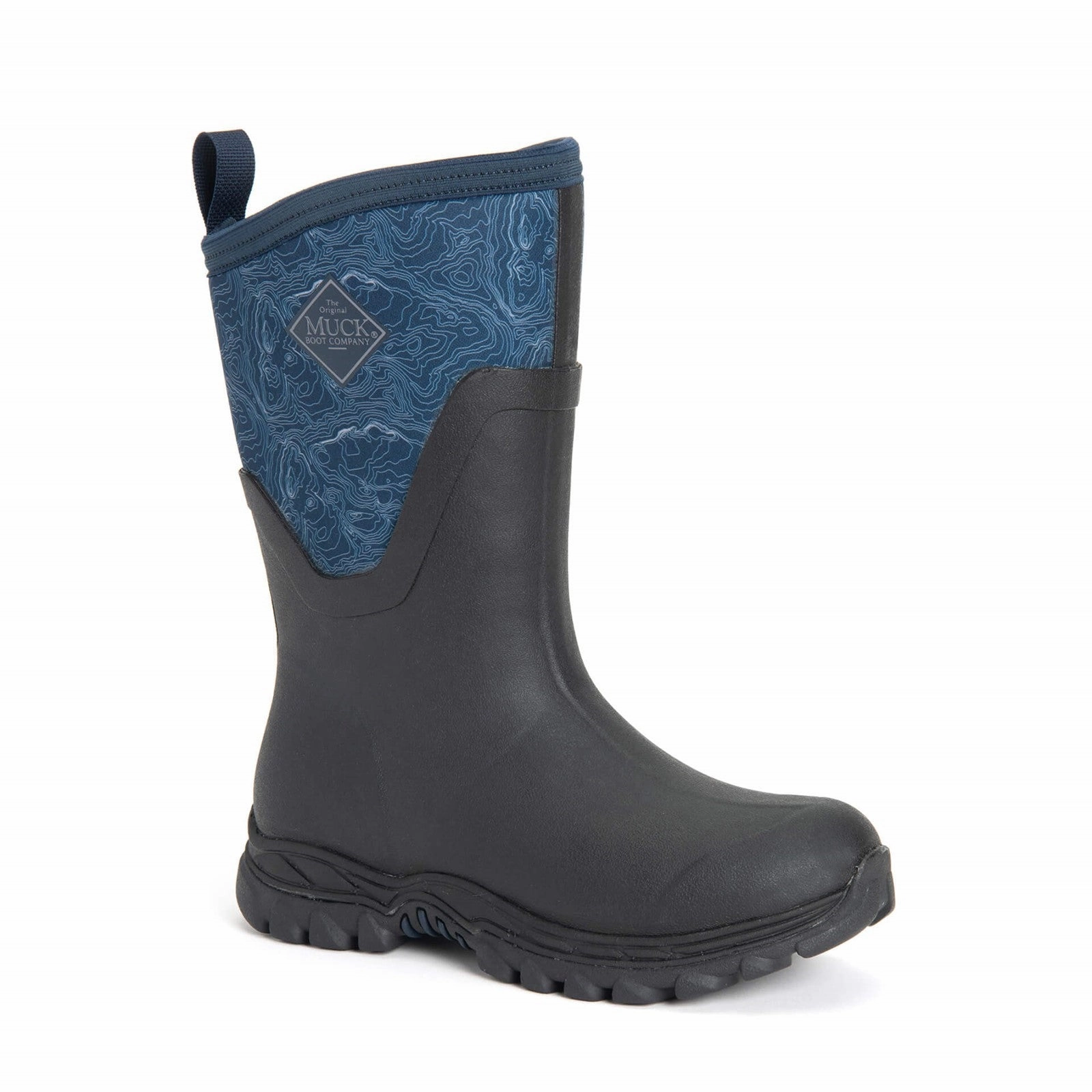 Damen Arctic Sport II Kurzstiefel | Navy Topography Stiefel Wildleder Fransen