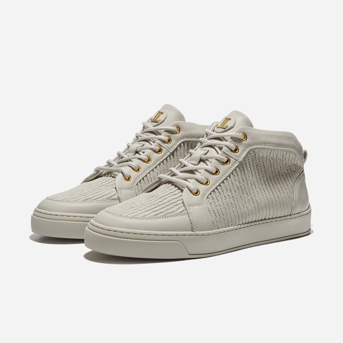 Mid Top - Ezio - Beige Leather Stripe Sicherheitsschuhe Sneaker