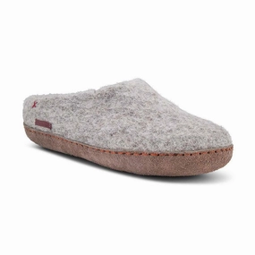 Classic Slipper - Filzpantoffel mit Ledersohle, grau Pantoffeln Schleife