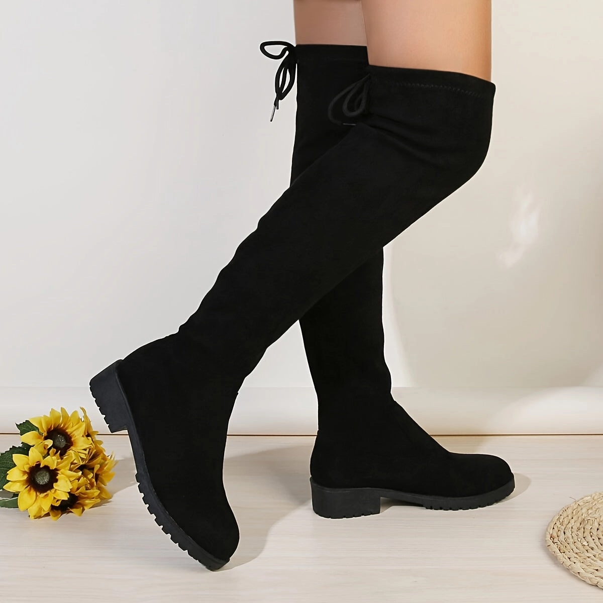 Stiefel Zara Overknee Stiefel Damen | Schlupf mit Blockabsatz