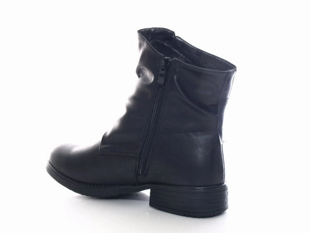 Damen Stiefeletten Biker Boots Outdoor Winterboots warm gefttert Black # 936 Stiefeletten Blockabsatz Leder