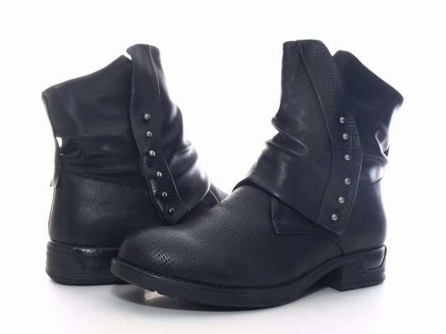 Damen Stiefeletten Biker Boots Outdoor Winterboots warm gefttert Black # 936 Deichmann Stiefeletten Lack