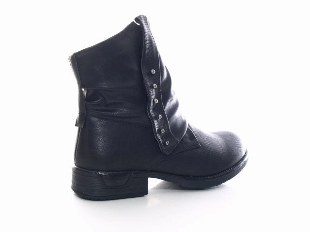 Stiefeletten Mit Dämpfung Damen Stiefeletten Biker Boots Outdoor Winterboots warm gefttert Black # 936