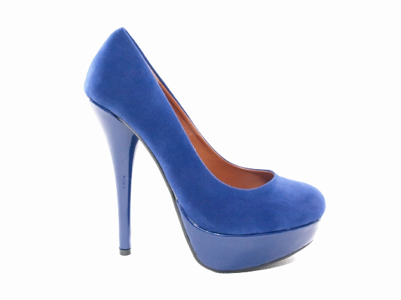 Damen High Heel Plateau Pumps Abendschuhe Stilettos Blue Velour Optik # 7682 Blumen High Heels