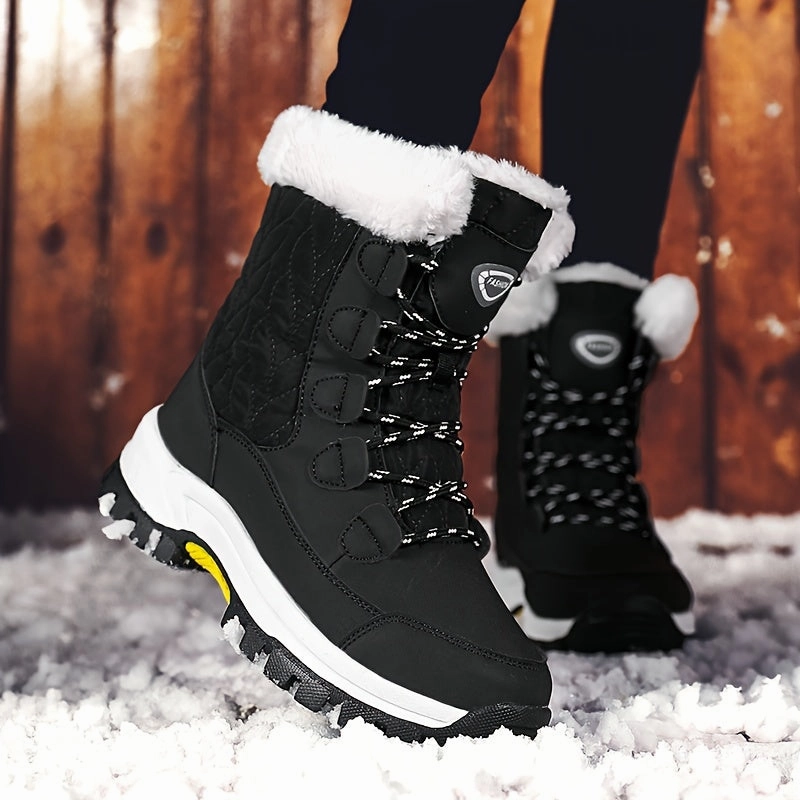 Winterschuhe Damen| Mit Schnrung Und Runder Kappe Stiefel Prada Stiefel