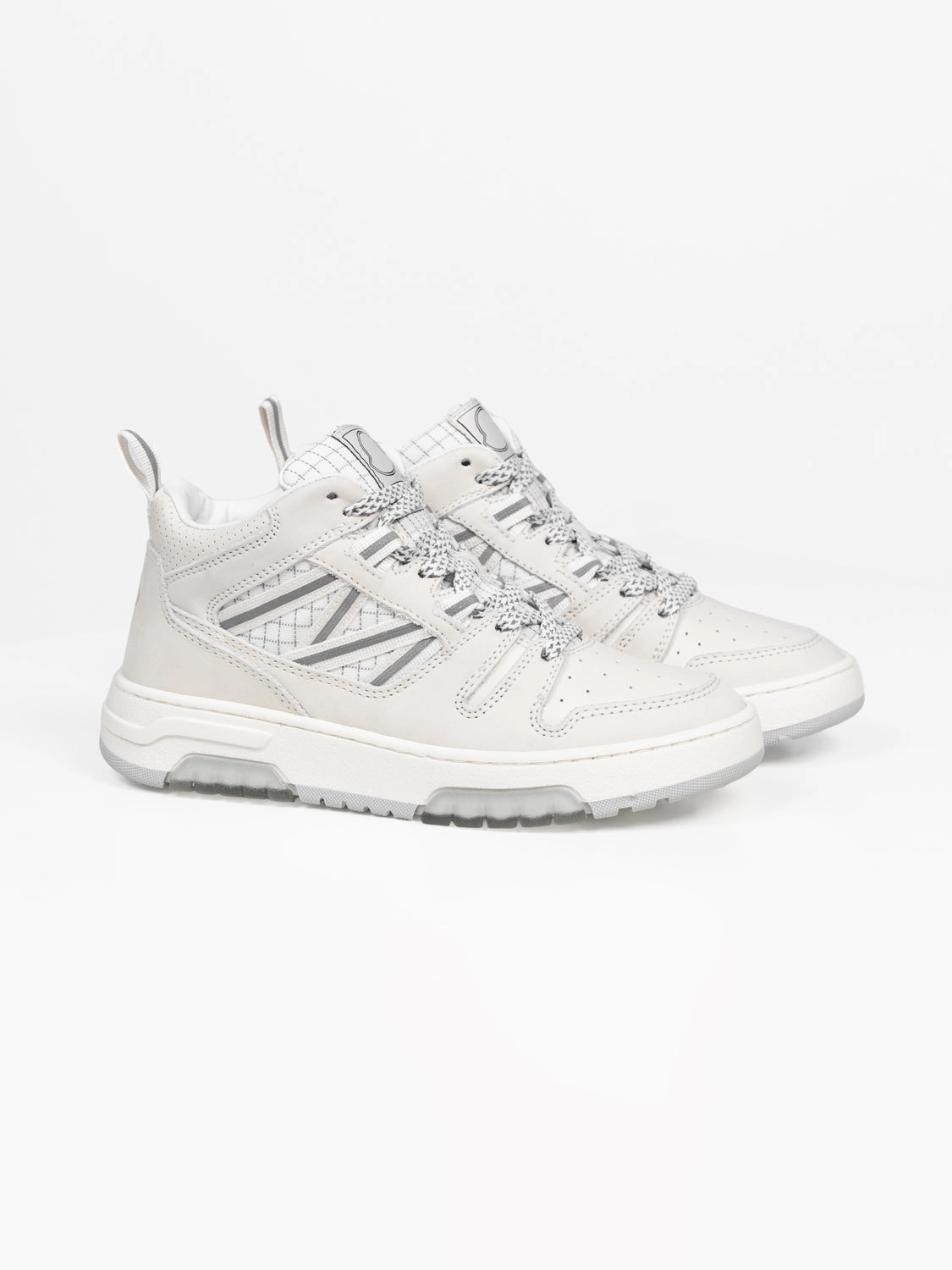 Lederschuhe Mit Absetze Für Den Winter Petit Pivot Mid High Sneaker - Wei/Ecru