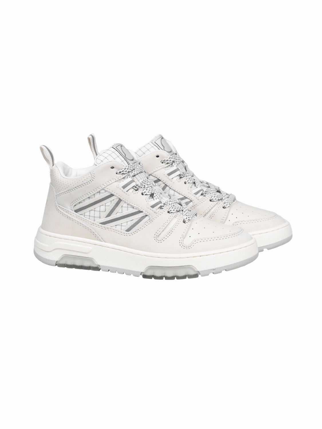 Lederschuhe Reißen über Der Sohle Auf Petit Pivot Mid High Sneaker - Wei/Ecru