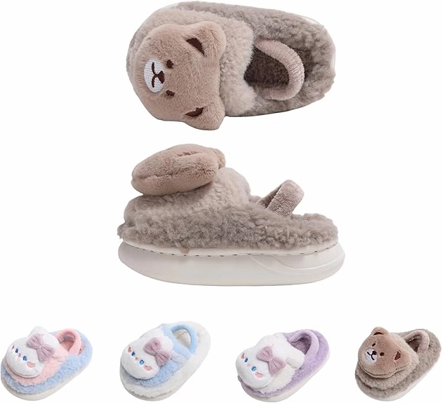 Mädels Tanzen Pantoffeln An Ktzchen mit Riemen Baby Hausschuhe, Rutschfeste, Plsch Baumwolle, Warme Winter Pantoffeln, Unisex, 0-24 Monate