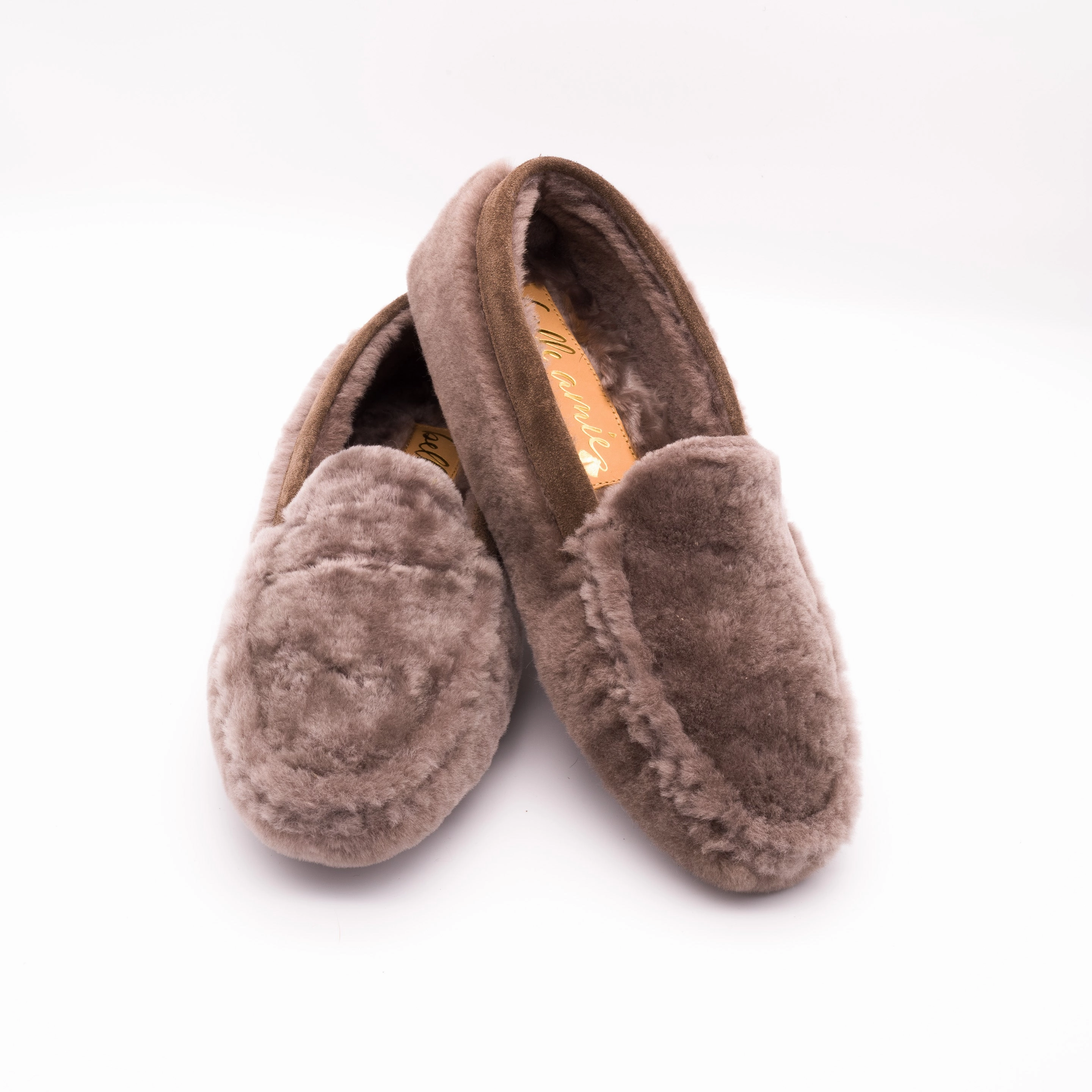 Kreta Lederschuhe Lammfell Mokassins taupe