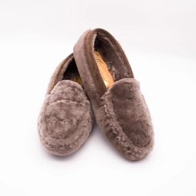 Lederschuhe Mit Milch Putzen Lammfell Mokassins taupe