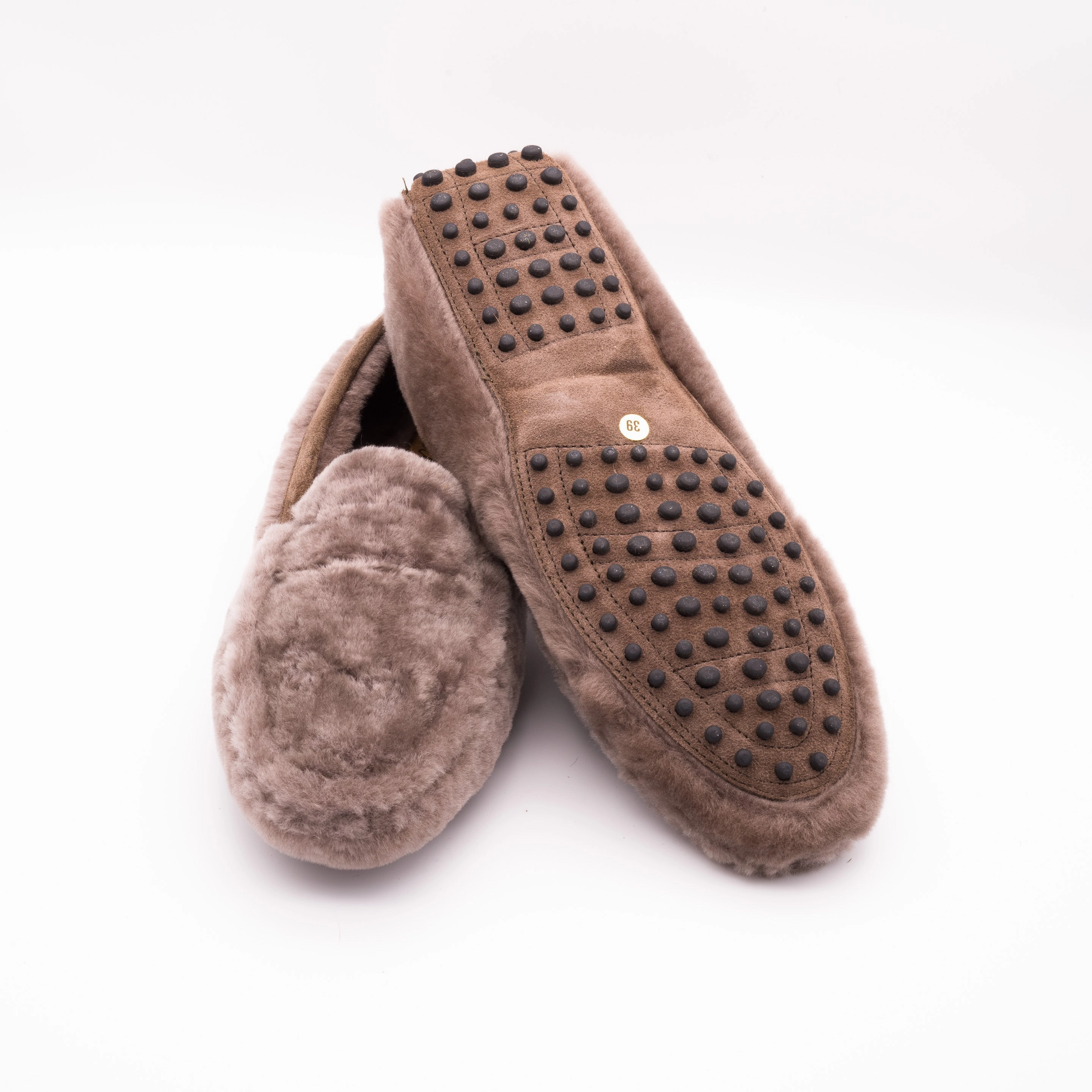 Lederschuhe Bunt Italienische Mark 3 Lammfell Mokassins taupe