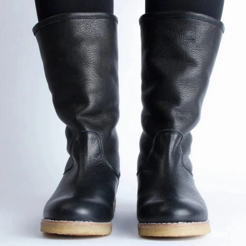 Lederschuhe Schnürsenkeln Doro, geftterte Boots mit Kreppsohle