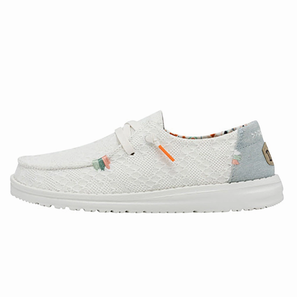 Wendy Boho Embroidered Damen - White Crochet Lederschuhe Schimmelgeruch