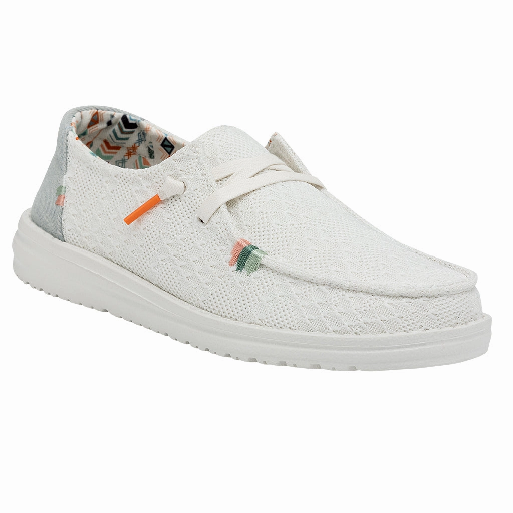 Wendy Boho Embroidered Damen - White Crochet Lederschuhe Putzen Tuch