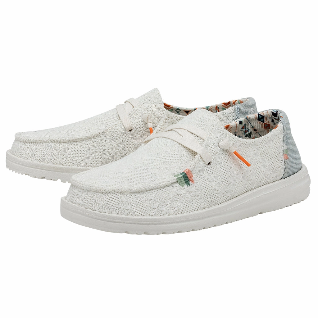 Fett Für Lederschuhe Wendy Boho Embroidered Damen - White Crochet