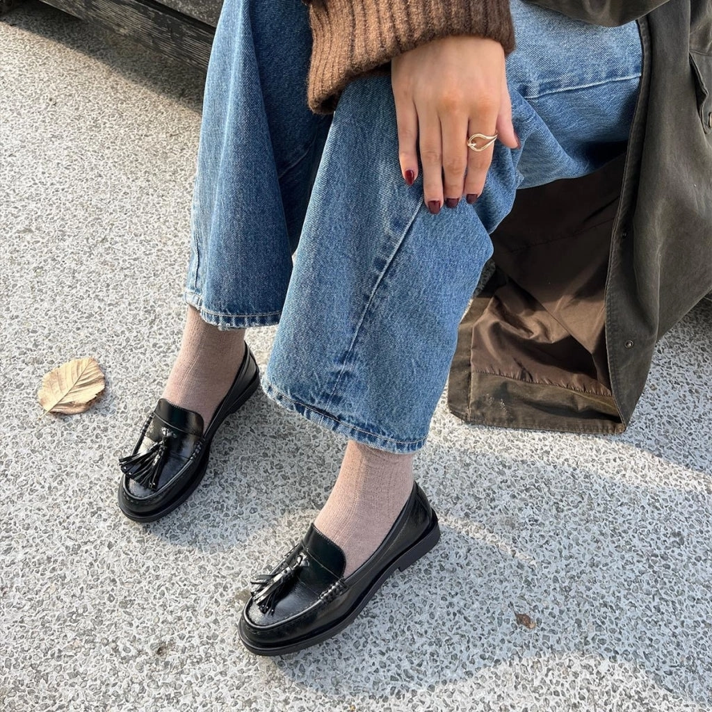 WHEN MUSIC STARTS - DK. GREY Loafers Gold Chain