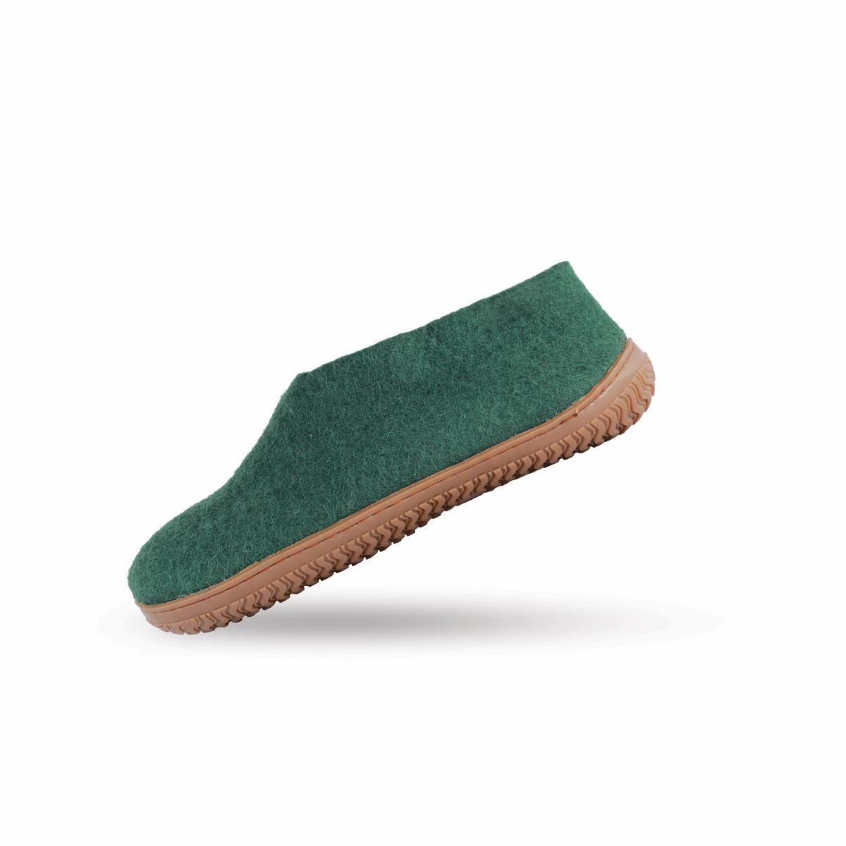 Wollhausschuhe (100% reine Wolle) - Model Grn mit Gummisohle Liebling Zieh Pantoffeln An Sketsch