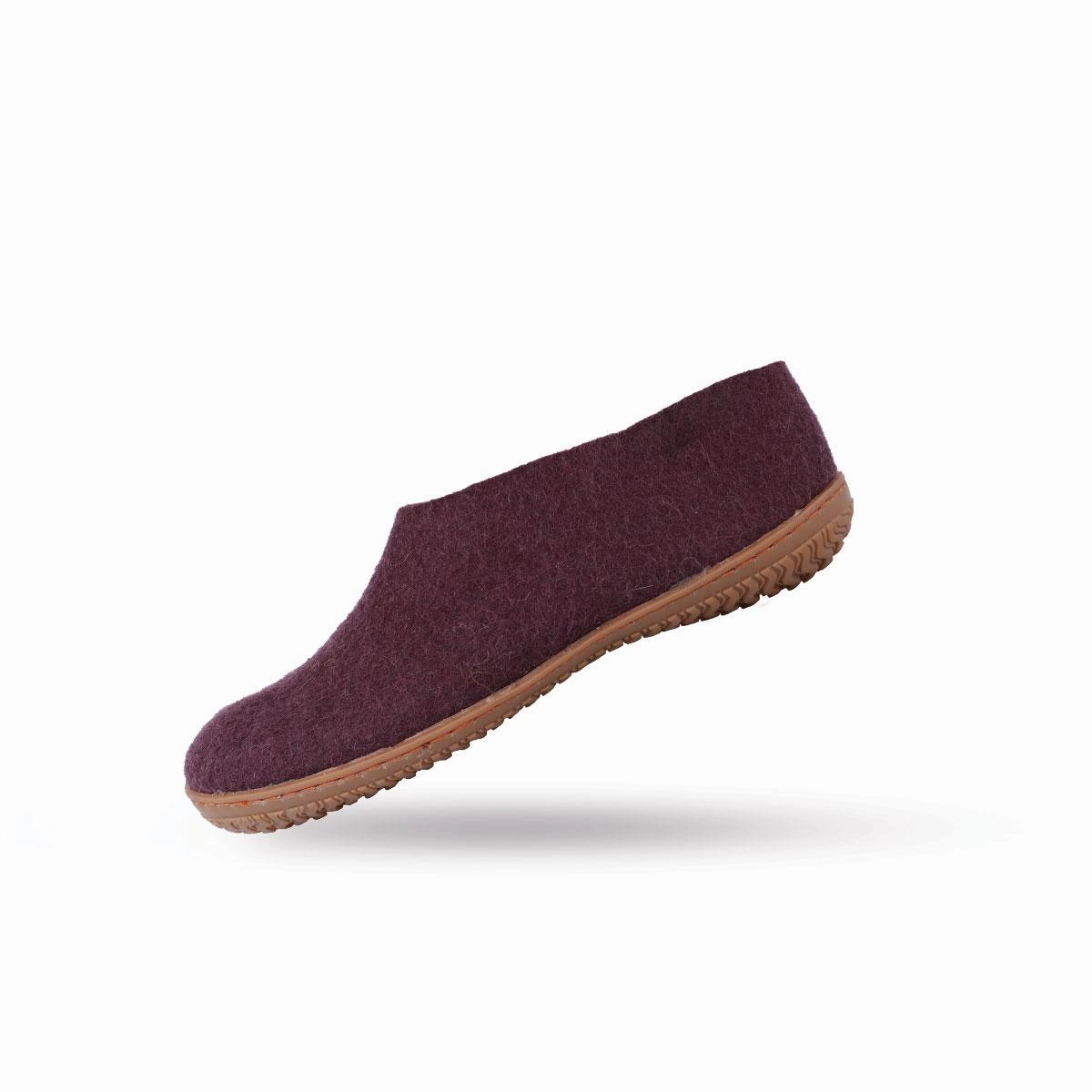 Elefanten Pantoffeln Wollhausschuhe (100% reine Wolle) - Model Lila mit Gummisohle