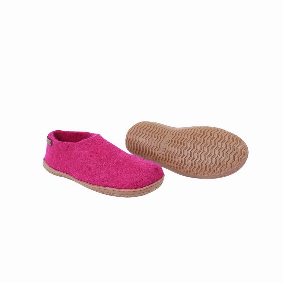 Tiger Panzer Pantoffeln Wollhausschuhe (100% reine Wolle) - Model Pink mit Gummisohle